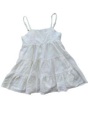 Little Bipsy Size 4-5 Years Cream White Linen Blend Tank Tiered Dress